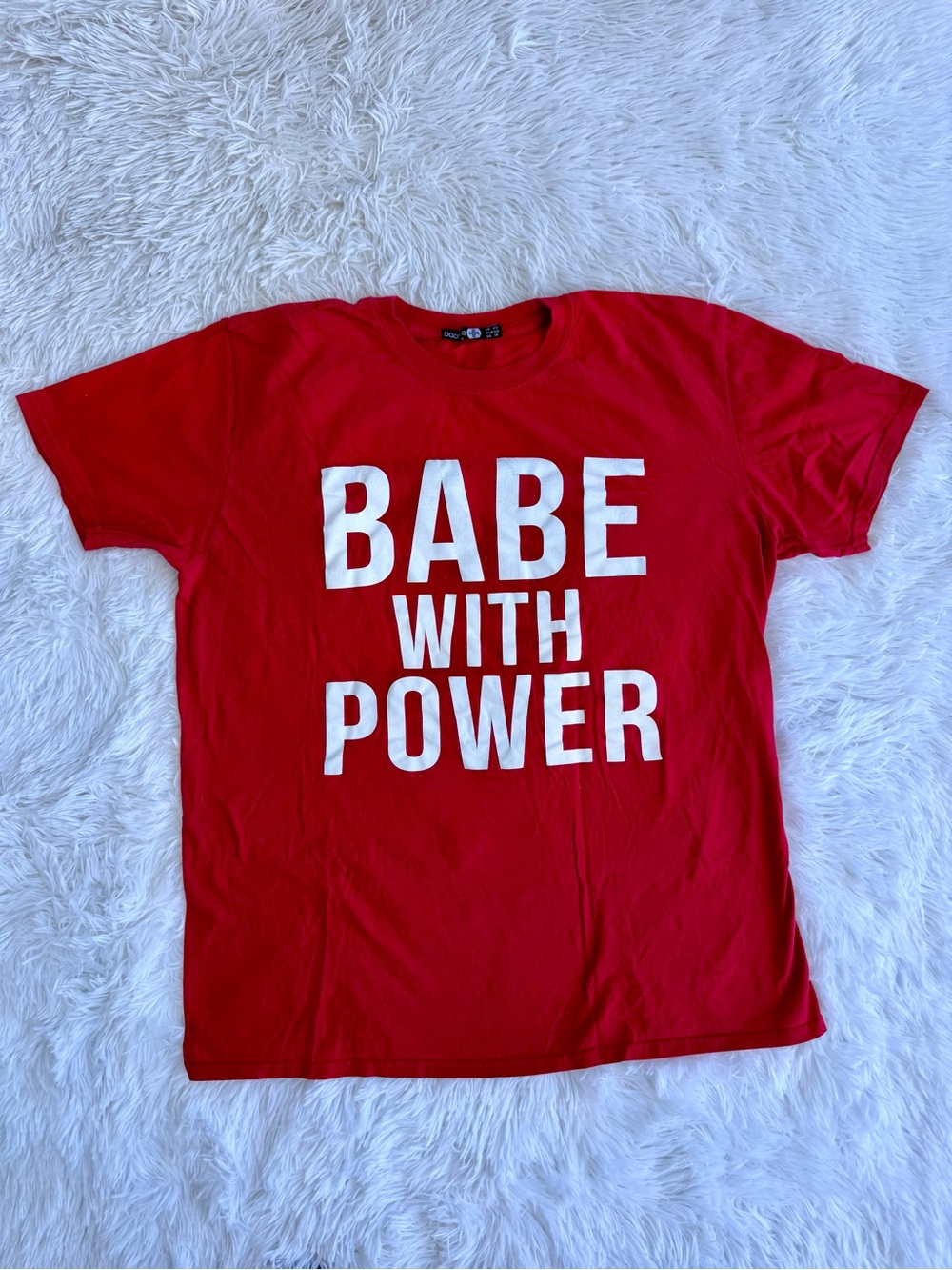 Boohoo Red Short Sleeve 'Babe With Power' Graphic Tee